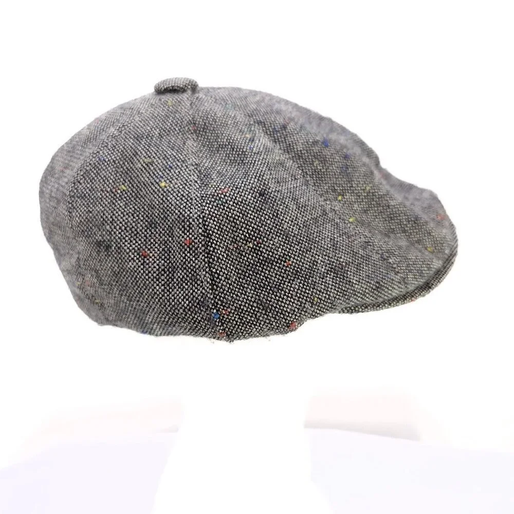 Stetson Newsboy Hat Wool Blend Size Medium Tweed Gray Cap - Picture 2 of 10